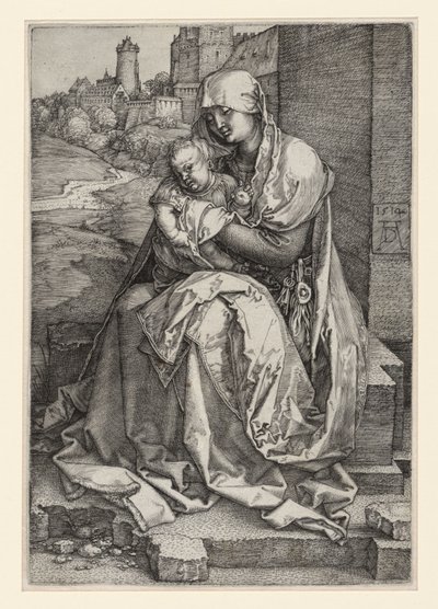 Maria mit Kind vor einer Mauer sitzend von Albrecht Dürer