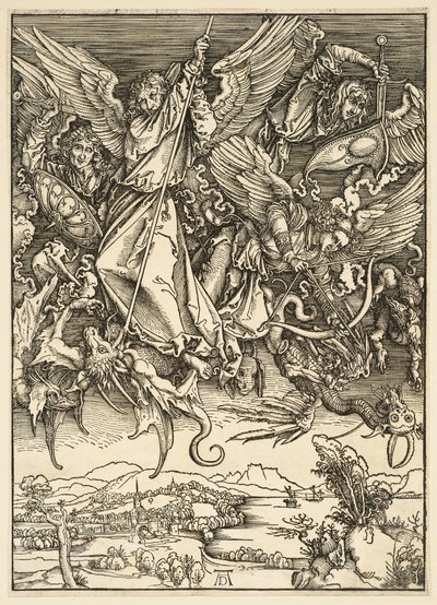 Die Apokalypse: Heiliger Michael kämpft gegen den Drachen von Albrecht Dürer
