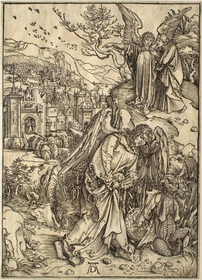 Die Apokalypse: Der Engel mit dem Schlüssel des Abgrunds von Albrecht Dürer
