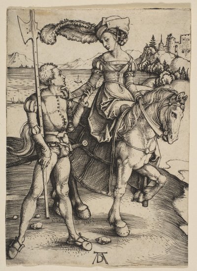 Die Dame zu Pferd und der Landsknecht, ca. 1497 von Albrecht Dürer