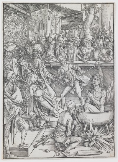 Die Folterung des Heiligen Johannes des Evangelisten, aus der Serie „Die Apokalypse“ von Albrecht Dürer