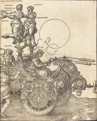 Der Triumphwagen von Maximilian I (Der große Triumphwagen) [Platte 2 von 8] von Albrecht Dürer