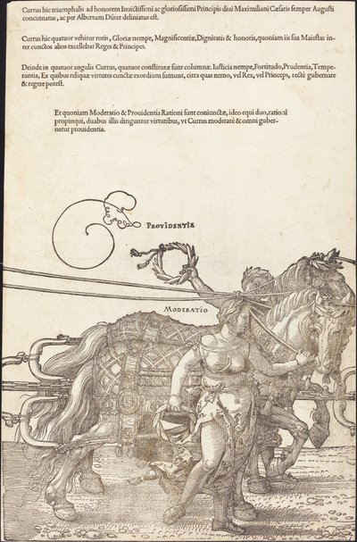 Der Triumphwagen von Maximilian I. (Der große Triumphwagen) [Tafel 3 von 8] von Albrecht Dürer