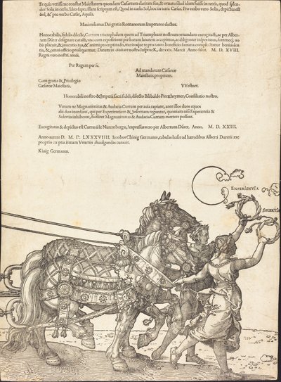 Der Triumphwagen von Maximilian I (Der große Triumphwagen) [Platte 8 von 8] von Albrecht Dürer