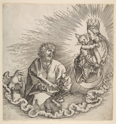 Die Jungfrau erscheint dem heiligen Johannes, Frontispiz zur Apokalypse, 1511 von Albrecht Dürer