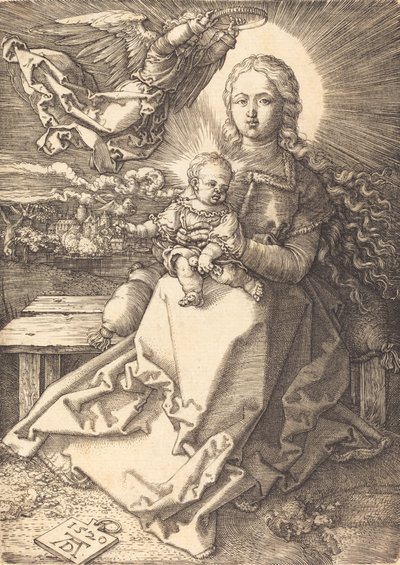 Die Jungfrau und das Kind von einem Engel gekrönt von Albrecht Dürer