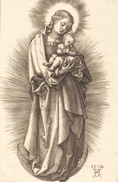 Die Jungfrau und das Kind auf einer Mondsichel mit einem Diadem von Albrecht Dürer