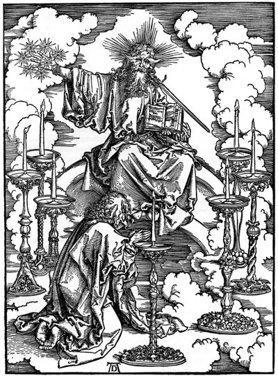 Die Vision der sieben Leuchter aus der Apokalypse, 1498, 1936 von Albrecht Dürer