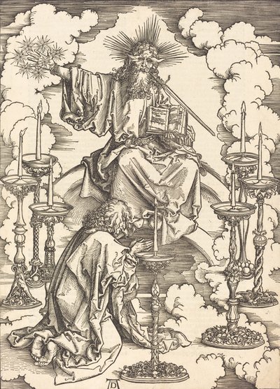 Die Vision der sieben Leuchter, wahrscheinlich ca. 1496-1498 von Albrecht Dürer