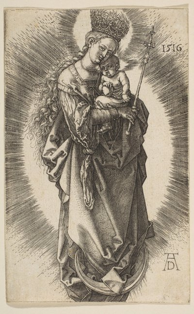 Jungfrau auf der Mondsichel mit Zepter und Sternenkrone (1516) von Albrecht Dürer