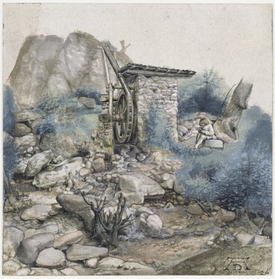 Wassermühle mit einem Zeichner von Albrecht Dürer