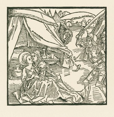 Ein Ritter der israelitischen Armee tötet einen anderen Ritter, den er mit einer heidnischen Geliebten findet von Albrecht Dürer or Duerer