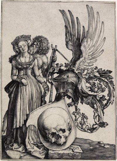 Wappen mit einem Schädel, ca. 1503 von Albrecht Dürer