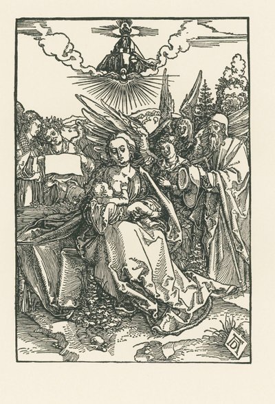 Heilige Familie mit fünf Engeln von Albrecht Dürer or Duerer