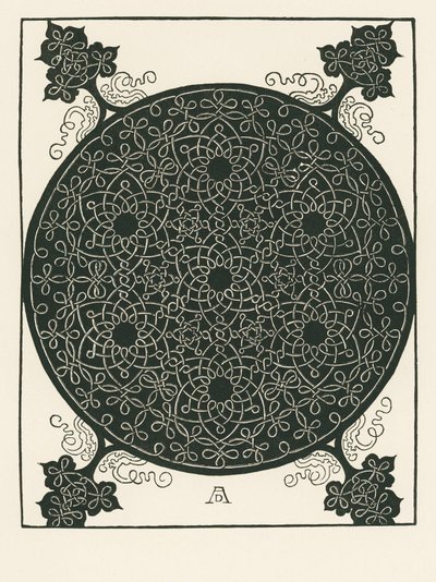 Knoten mit kleinem schwarzen Kreis in der Mitte, der sechsmal wiederholt wird von Albrecht Dürer or Duerer