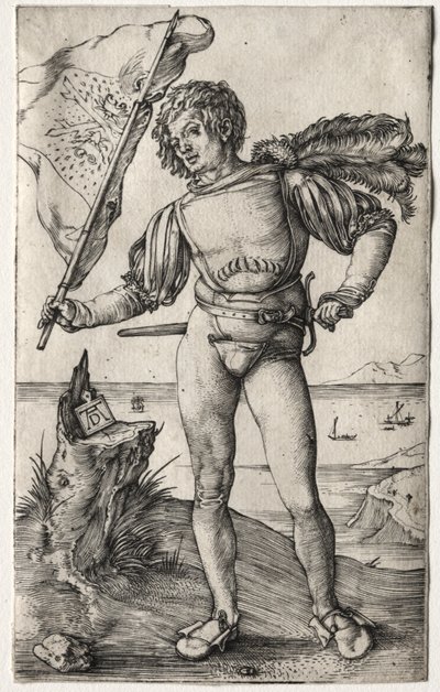 Der burgundische Standartenträger, ca. 1500 (Gravur) von Albrecht Dürer or Duerer
