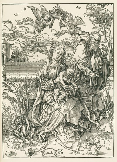 Die Heilige Familie mit drei Hasen, um 1497 von Albrecht Dürer or Duerer