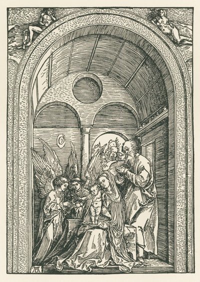 Die Heilige Familie mit zwei Engeln in einem Portikus, um 1503-04 von Albrecht Dürer or Duerer