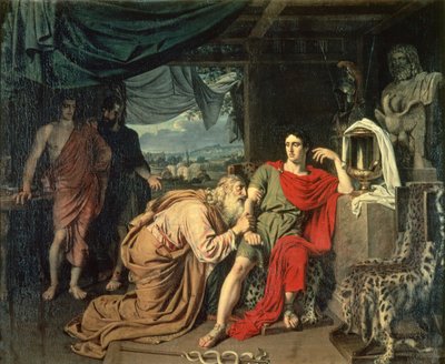 König Priamos bittet Achilles um die Rückgabe von Hektors Leiche, 1824 von Aleksander Ivanov