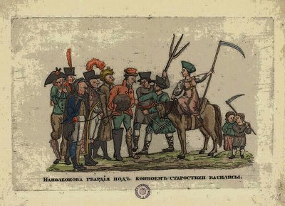 Grande Armée unter Eskorte von Starosta Vasilisa, nach 1812 von Aleksei Gavrilovich Venetsianov