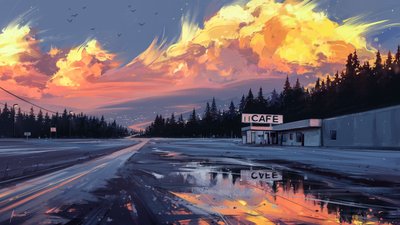 Dämmerung Café Reflexionen von Alena Aenami
