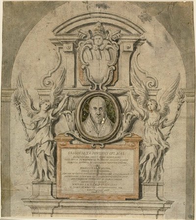 Entwurf für ein Denkmal für Papst Gregor XV. von Alessandro Algardi
