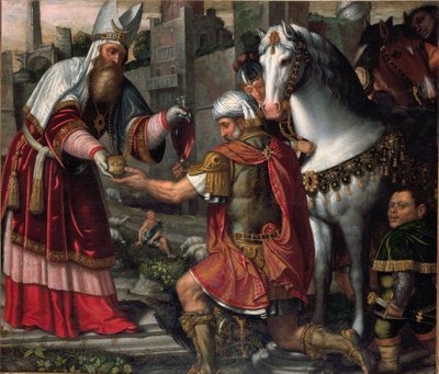 Begegnung von Abraham und Melchisedek (Gemälde) von Alessandro Bonvicino Moretto