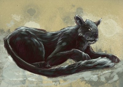 Fantastische Monster und Kreaturen, Kryptozoologie: Darstellung der Bestie von Exmoor, gesehen in Devon und Somerset, England - Zeichnung von Alessandro Lonati, 2012 von Alessandro Lonati