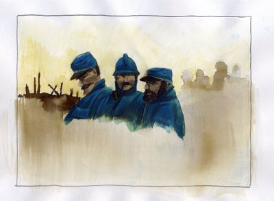 Erster Weltkrieg: Französische Soldaten während des Ersten Weltkriegs Farbdarstellung von Alessandro Lonati von Alessandro Lonati