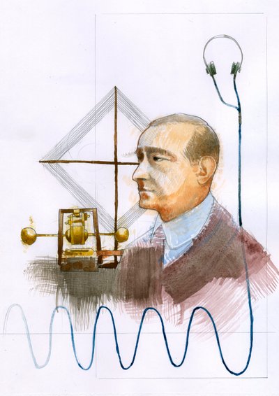 Porträt von Guglielmo Marconi (1874-1937), italienischer Physiker, Erfinder des Telegraphen von Alessandro Lonati