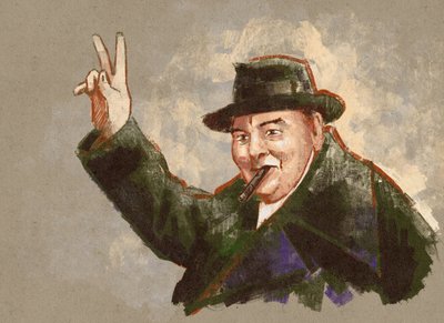 Porträt von Sir Winston Leonard Spencer Churchill (Illustration) von Alessandro Lonati