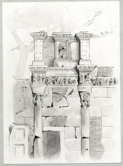 Ruinen der Römerzeit in Rom, Forum (foro romano). Zeichnung von Alessandro Lonati. von Alessandro Lonati