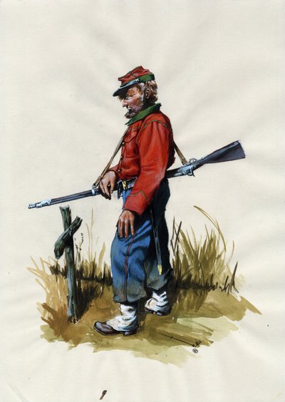 Zweites Kaiserreich (1852-1870): Italienische Einigung (Risorgimento), Freiwilliger der Garibaldi-Armee, bekannt als „Rothemden“-Kämpfer für die Sache von Giuseppe Garibaldi (1807-1882) in Italien von Alessandro Lonati