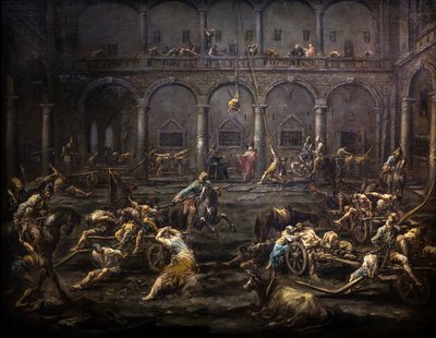 Die Ankunft und Vernehmung von Galeerensklaven im Gefängnis von Genua von Alessandro Magnasco
