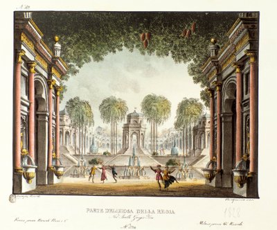Ansicht des Königshofs des Palastes von Dschingis Khan (Detail) von Alessandro Sanquirico