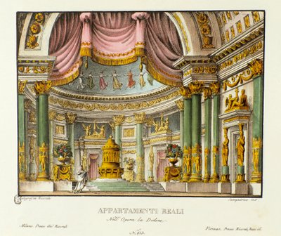 Ansicht des Königspalastes der Königin von Karthago Didon, Bühnenbild für die Oper Didone von Niccolo Vito Piccinni von Alessandro Sanquirico