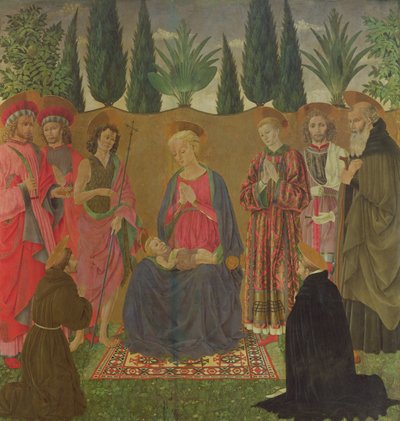 Jungfrau und Kind mit Heiligen, ca. 1455 von Alessio Baldovinetti