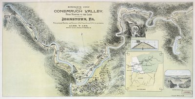 Vogelperspektive des Conemaugh-Tals von Nineveh bis zum See, Johnstown, Pa.: aus persönlichen Skizzen und Vermessungen der Pennsylvania R.R. mit Erlaubnis von Alex. Y.; Pennsylvania Railroad Lee