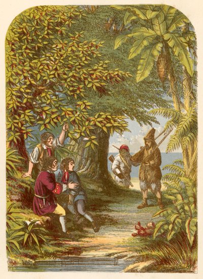 Robinson Crusoe überrascht die drei Engländer von Alexander Francis Lydon