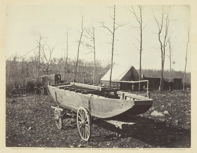 Pontoon-Boot, Brandy Station, Virginia, Februar 1864 von Alexander Gardner