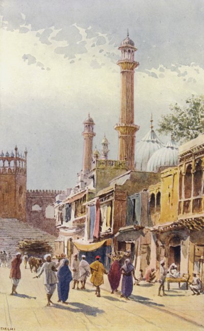 Eine Straße in Delhi, Blick auf die Jumma Musjid von Alexander Henry Hallam Murray