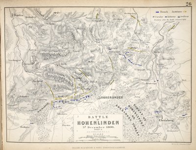 Karte der Schlacht von Hohenlinden, veröffentlicht von William Blackwood and Sons, Edinburgh und London, 1848 von Alexander Keith Johnston