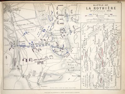 Karte der Schlacht von La Rothiere, veröffentlicht von William Blackwood and Sons, Edinburgh und London, 1848 von Alexander Keith Johnston