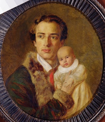 Porträt von Alexander Herzen mit seinem Sohn, 1840 von Alexander Lavrentievich Vitberg