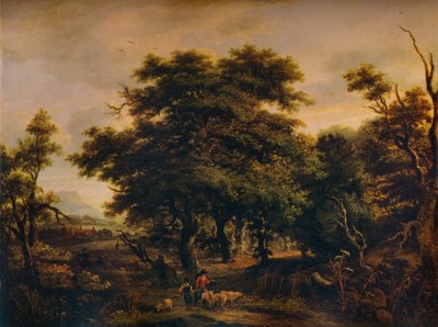 Waldlandschaft mit Figuren und Schafen von Alexander Nasmyth