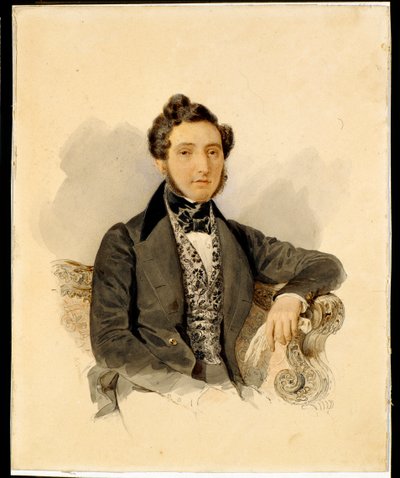 Porträt von Nikolai Michailowitsch Donaurow (1806-1849) - Aquarell auf Papier von Alexander Brjullow (1798-1877) von Alexander Pavlovich Briullov