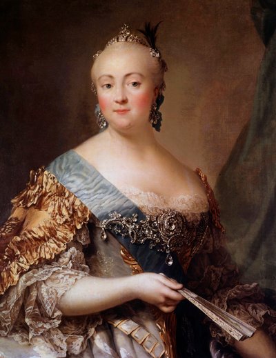 Porträt von Elisabeth Petrovna (1709-1762), Kaiserin von Russland unter dem Namen Elisabeth I., Tochter von Peter dem Großen. Gemälde von Alexander Roslin (1718-1793) 18. Jahrhundert. Eremitage, Sankt Petersburg von Alexander Roslin