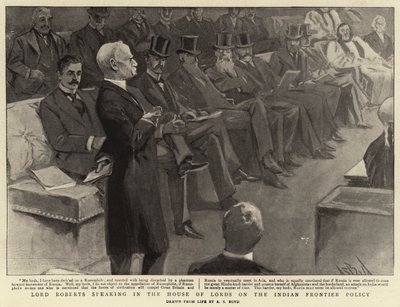 Lord Roberts spricht im House of Lords über die indische Grenzpolitik von Alexander Stuart Boyd