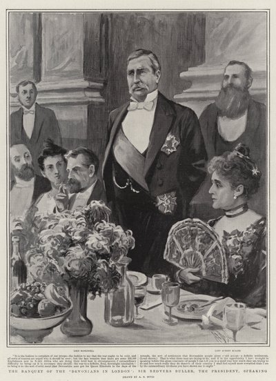 Das Bankett der Devonianer in London, Sir Redvers Buller, der Präsident, spricht von Alexander Stuart Boyd