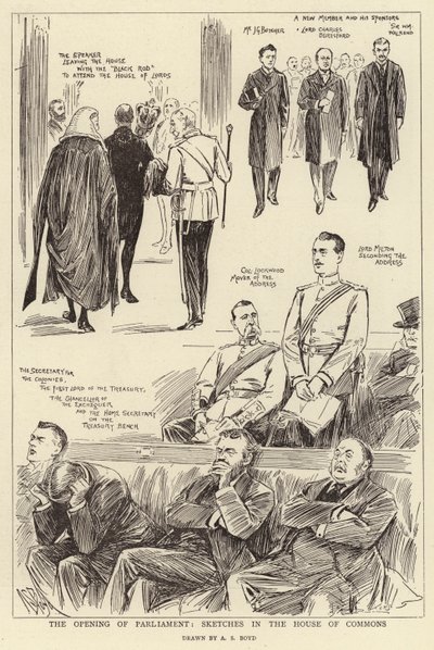 Die Eröffnung des Parlaments, Skizzen im Unterhaus von Alexander Stuart Boyd